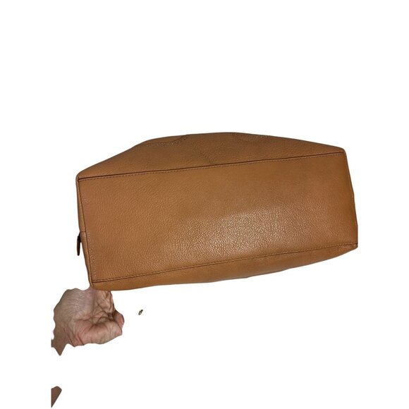 Tory Burch AMALIE Camel Satchel Shoulder Bag Pebbled Leather Beige Dust Bag - Picture 7 of 16